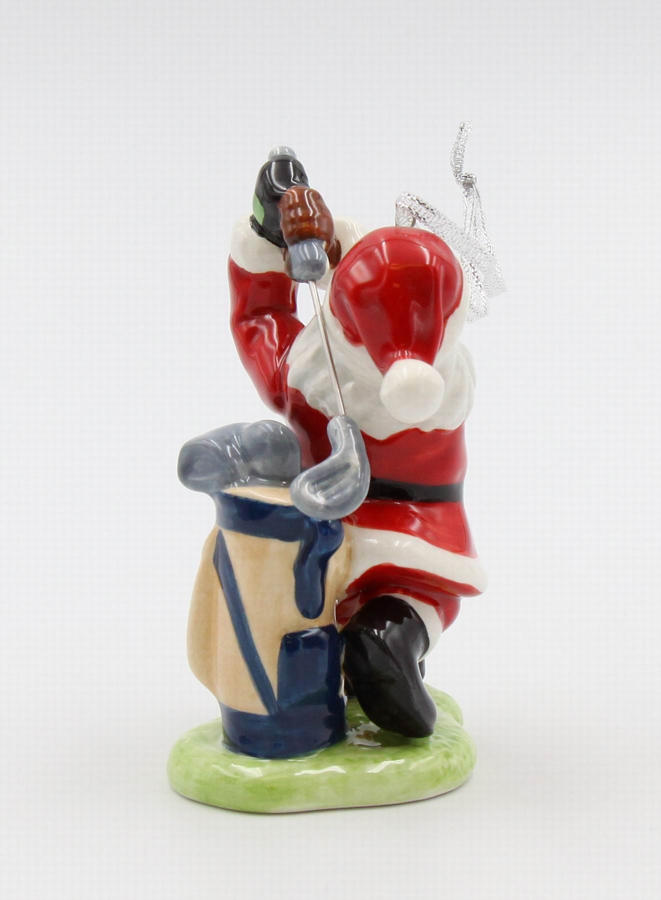 Ceramic African American Golfing Santa Ornament, Home Décor, Gift for Her, Mom, Him, Dad, Christmas tree Décor, Wall Decor