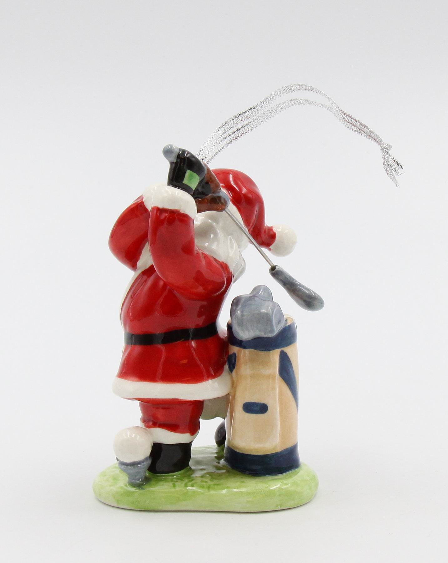 Ceramic African American Golfing Santa Ornament, Home Décor, Gift for Her, Mom, Him, Dad, Christmas tree Décor, Wall Decor