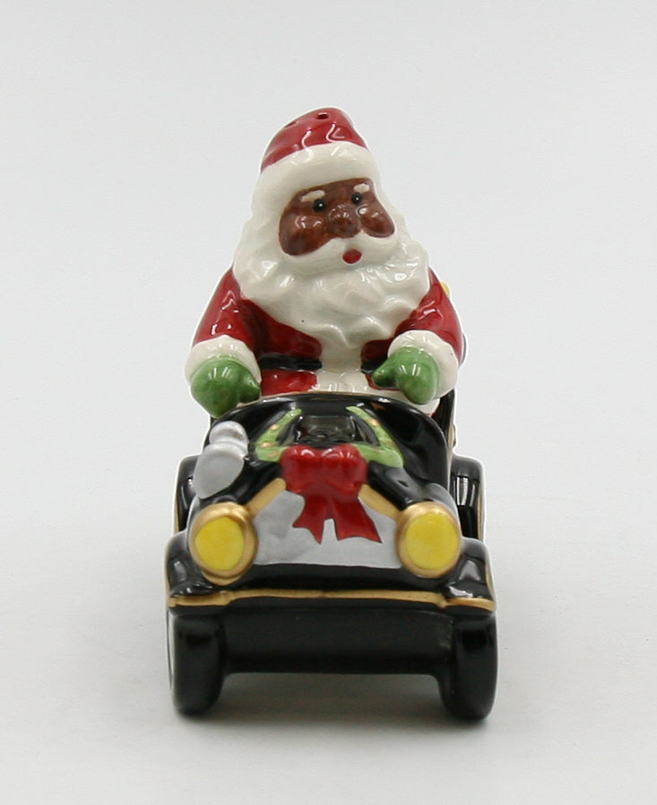 Ceramic African American Santa Claus Driving Car Salt and Pepper Shakers, Gift for Her, Gift for Mom, Kitchen Décor, Christmas Décor