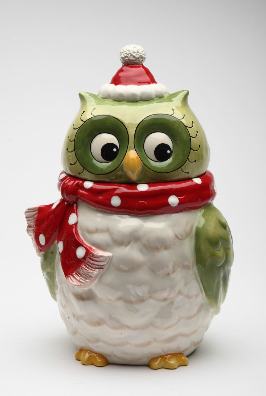 Christmas Owl: Cookie Jar - kevinsgiftshoppe