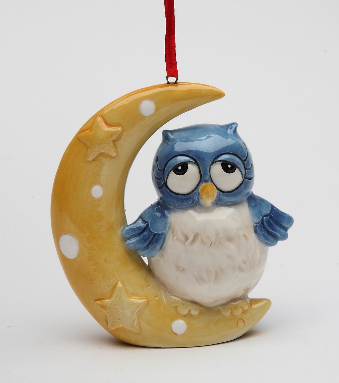 Christmas Owl: Owl On The Moon Ornament - kevinsgiftshoppe