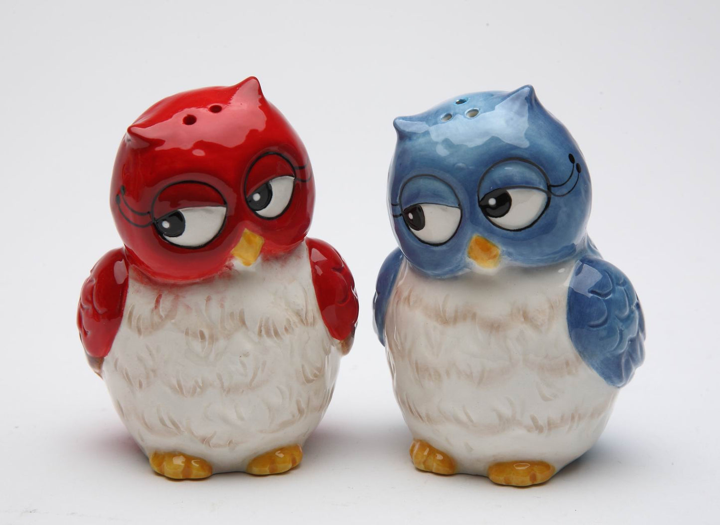 Blue and Red Owl Salt and Pepper - kevinsgiftshoppe