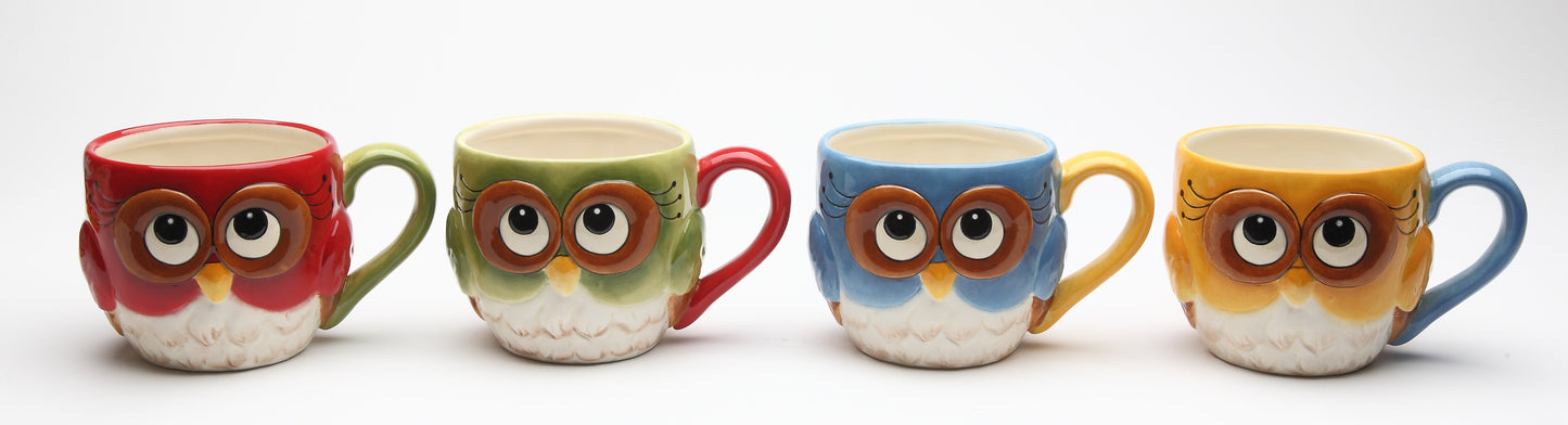 Owl: Set Of 4 Owl Mug - kevinsgiftshoppe