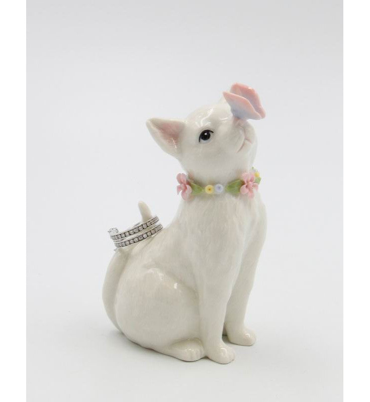 White Cat With Butterfly - Ring Holder - kevinsgiftshoppe