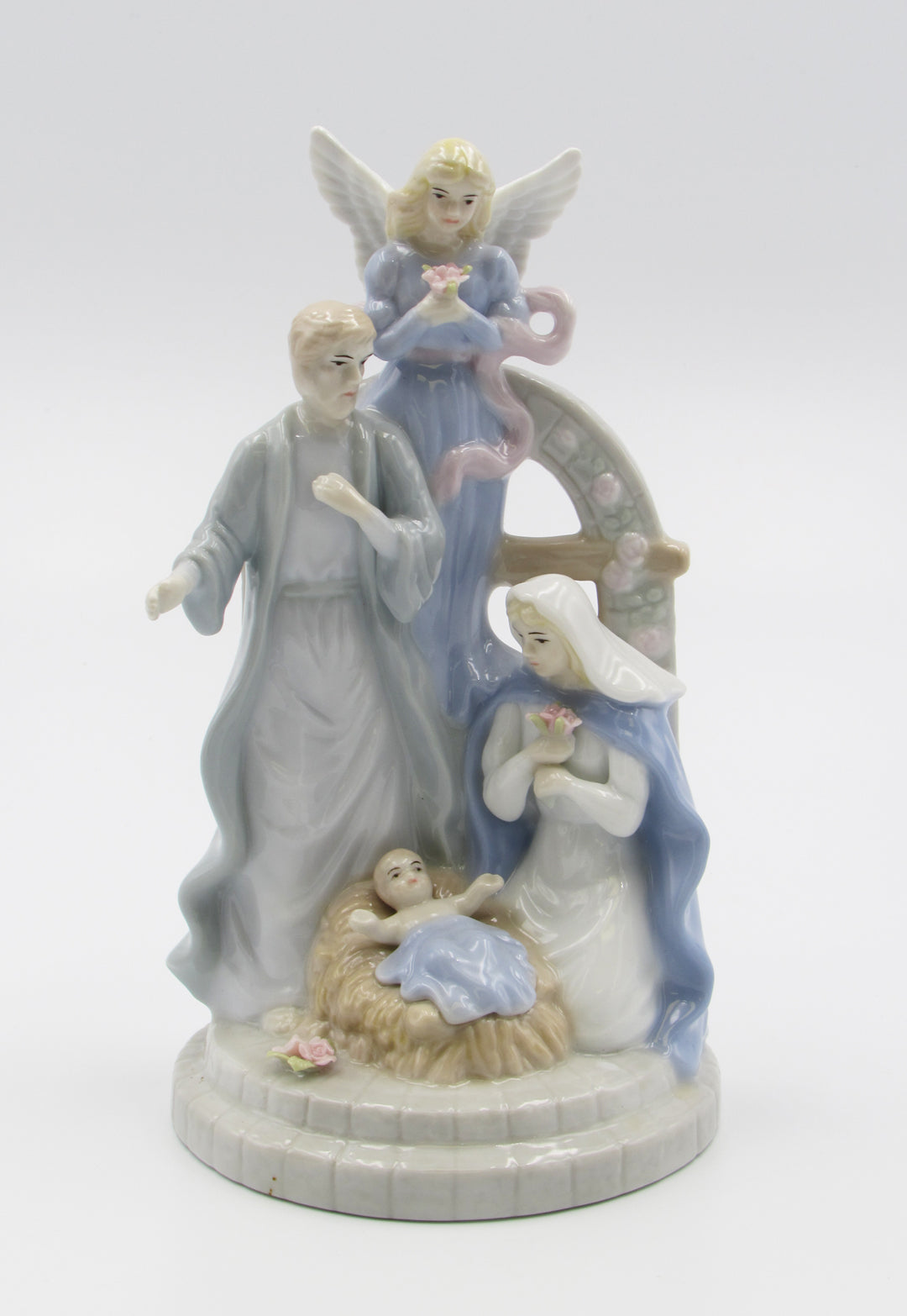 Ceramic Nativity with Guardian Angel Music Box, Home Décor, Religious Décor, Religious Gift, Church Décor, Baptism Gift