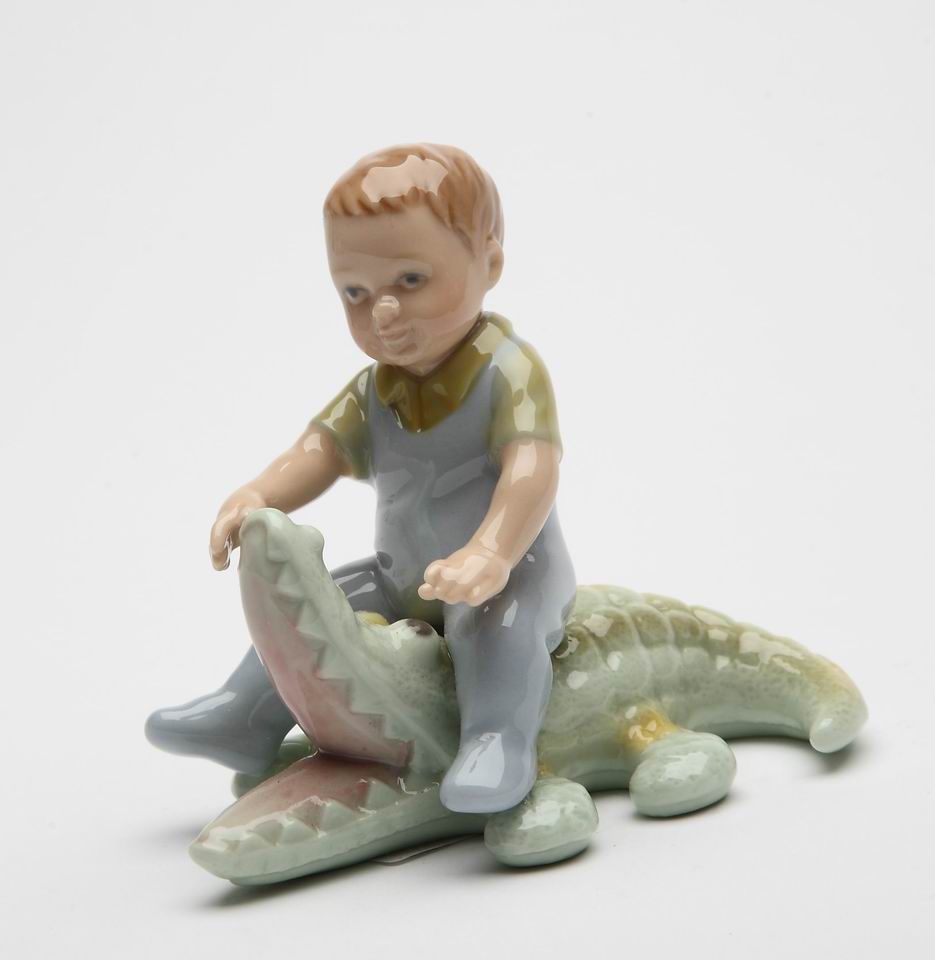 Boy With Alligator Figurine - kevinsgiftshoppe