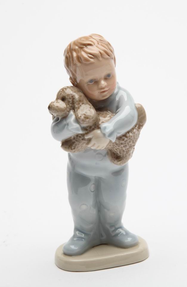 Ceramic Little Boy Holding Puppy Dog Figurine, Home Décor, Gift for Her, Gift for Mom, Kitchen Décor, Dog Lover Gift, Pet Loss Gift