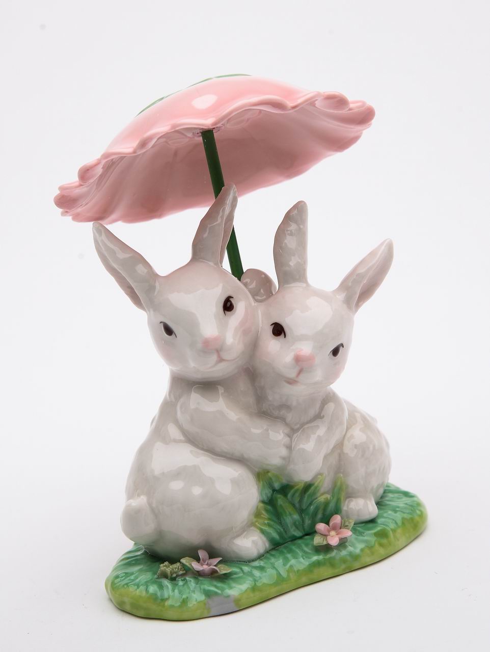 Easter Rabbits with Umbrella Figurine - kevinsgiftshoppe