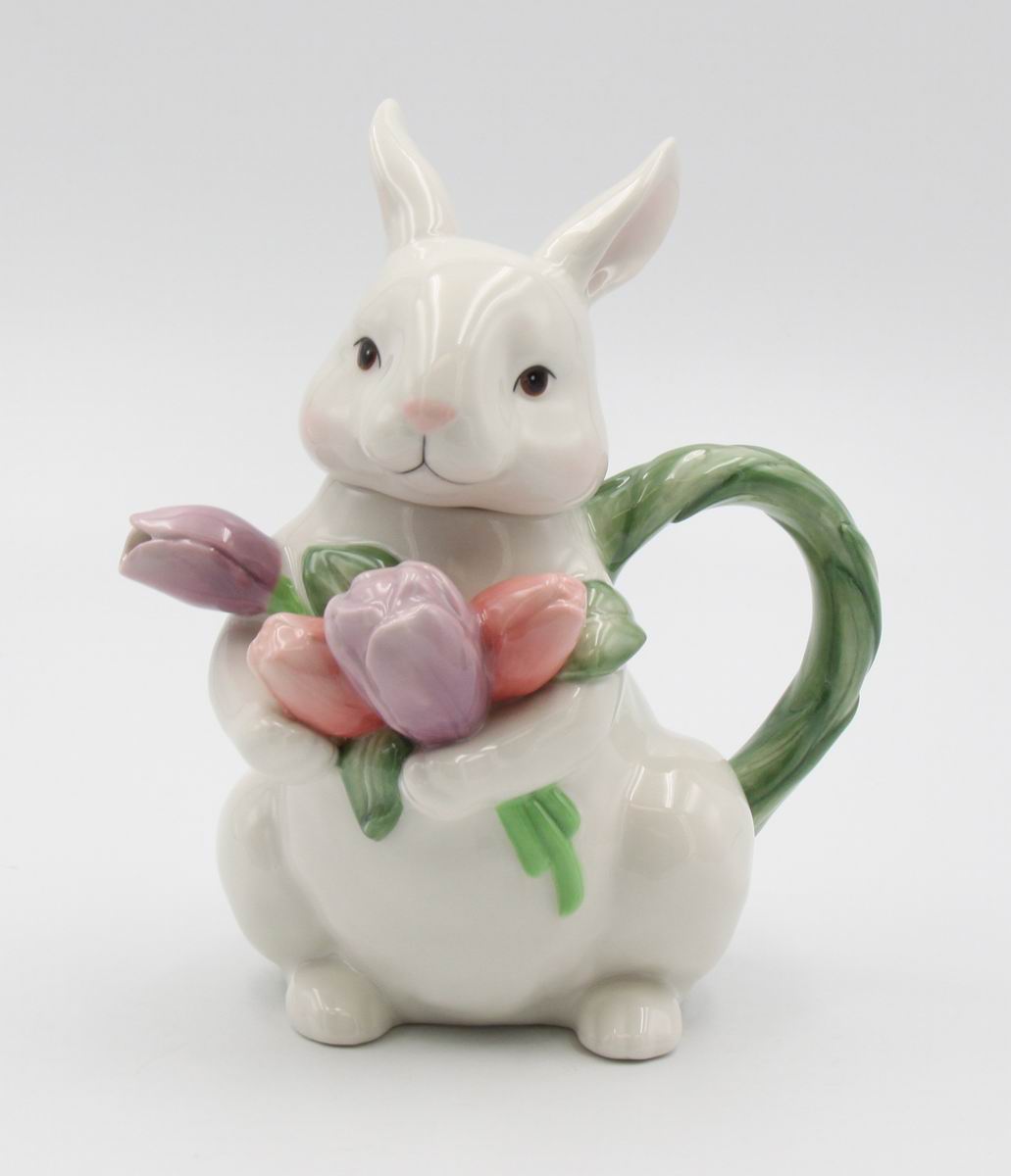 Easter Rabbit Tulips Teapot - kevinsgiftshoppe