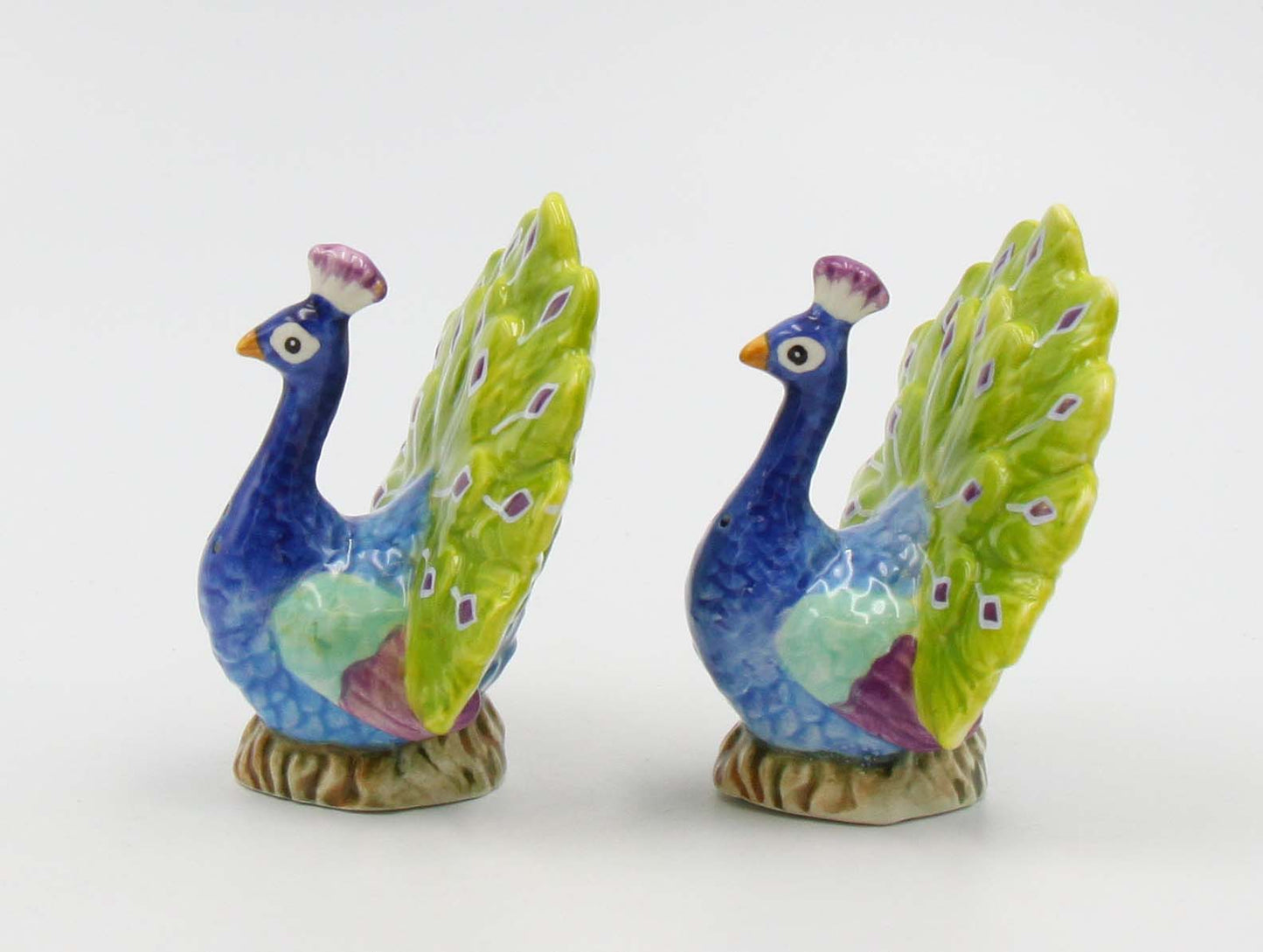 Blue Peacock Salt And Pepper Shaker Set - kevinsgiftshoppe