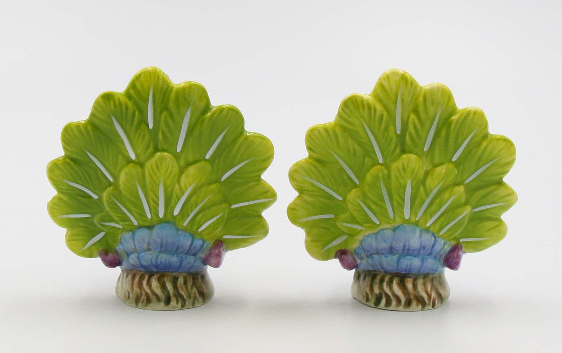 Blue Peacock Salt And Pepper Shaker Set - kevinsgiftshoppe