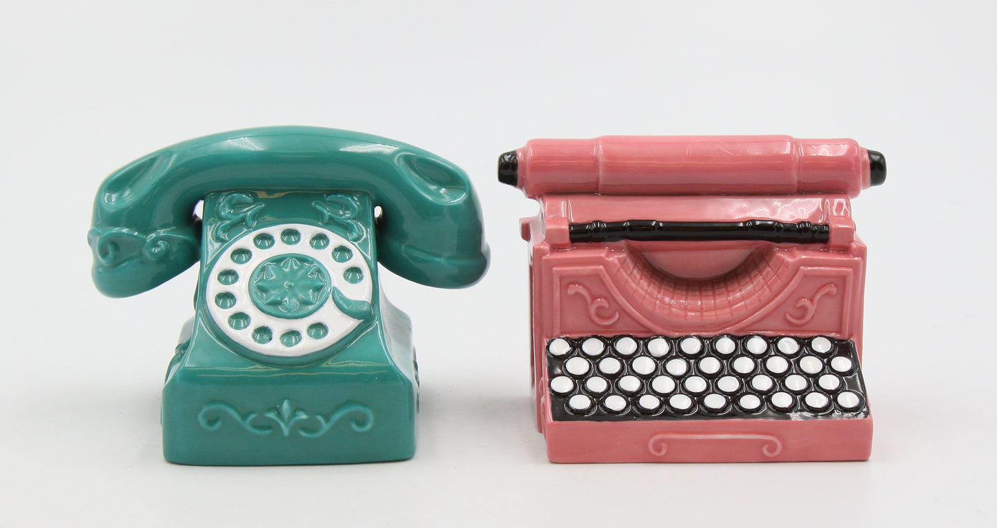 Retro Phone & Typewriter Salt And Pepper - kevinsgiftshoppe