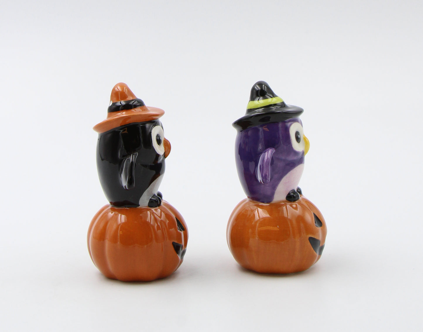 Ceramic Halloween Decor Owl Witches Sitting on Pumpkins Salt and Pepper, Home Décor, Gift for Her, Gift for Mom, Kitchen Décor, Fall Décor