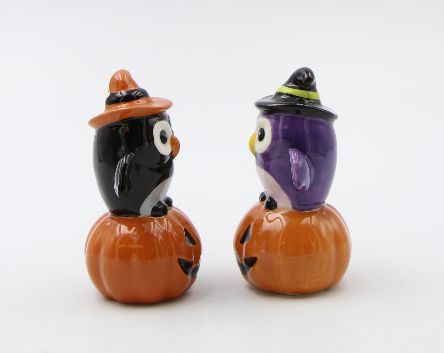 Ceramic Halloween Decor Owl Witches Sitting on Pumpkins Salt and Pepper, Home Décor, Gift for Her, Gift for Mom, Kitchen Décor, Fall Décor