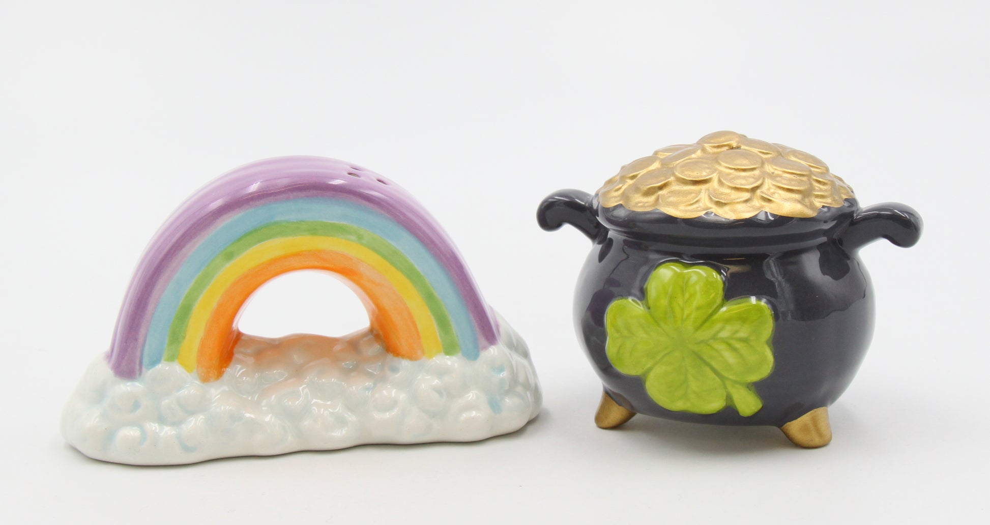 Irish Gold Pot And Rainbow Salt And Pepper - kevinsgiftshoppe