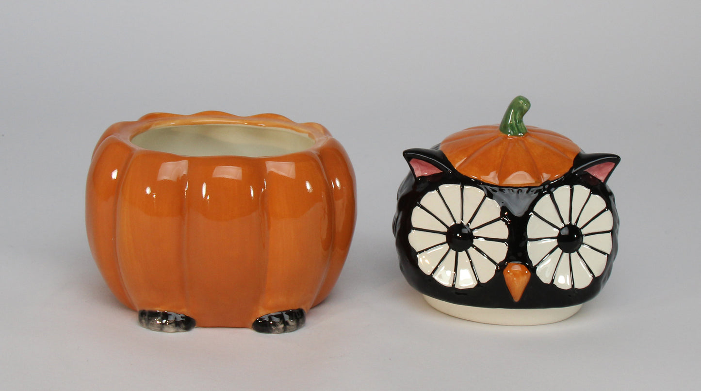 Ceramic Black Owl Pumpkin Candy Box, Home Décor, Gift for Her, Gift for Mom, Kitchen Décor, Fall Décor, Halloween Décor