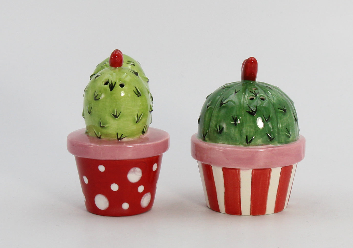 Ceramic Cactus in Pots with Heart Salt and Pepper Shakers, Valentines Day Décor, Gift for Her, Gift for Mom, Kitchen Décor