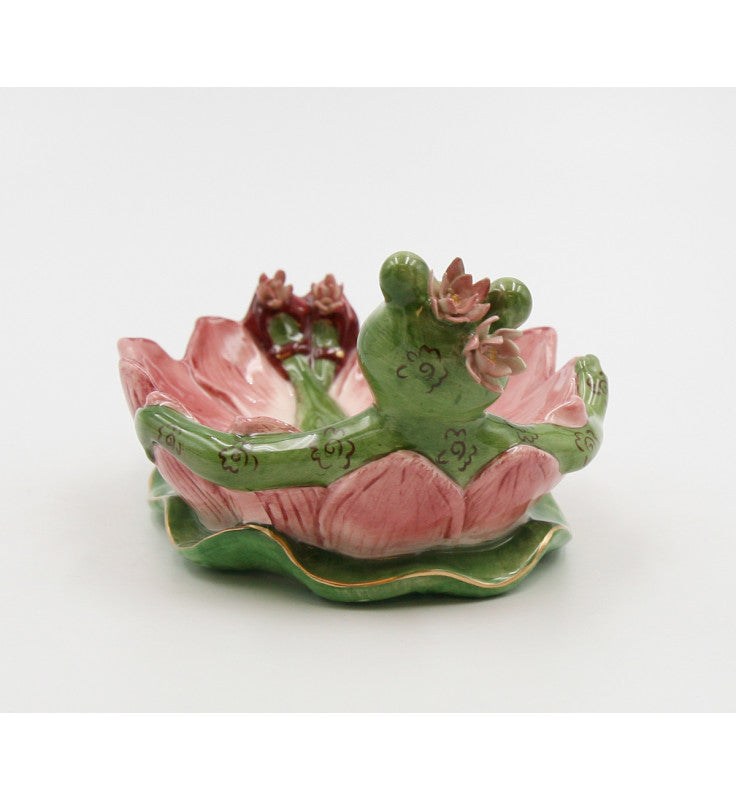 Ceramic Frog in Water Lily Soap Dish, Home Décor, Gift for Her, Mom, Spring Décor, Cottagecore, Nature Lover Gift