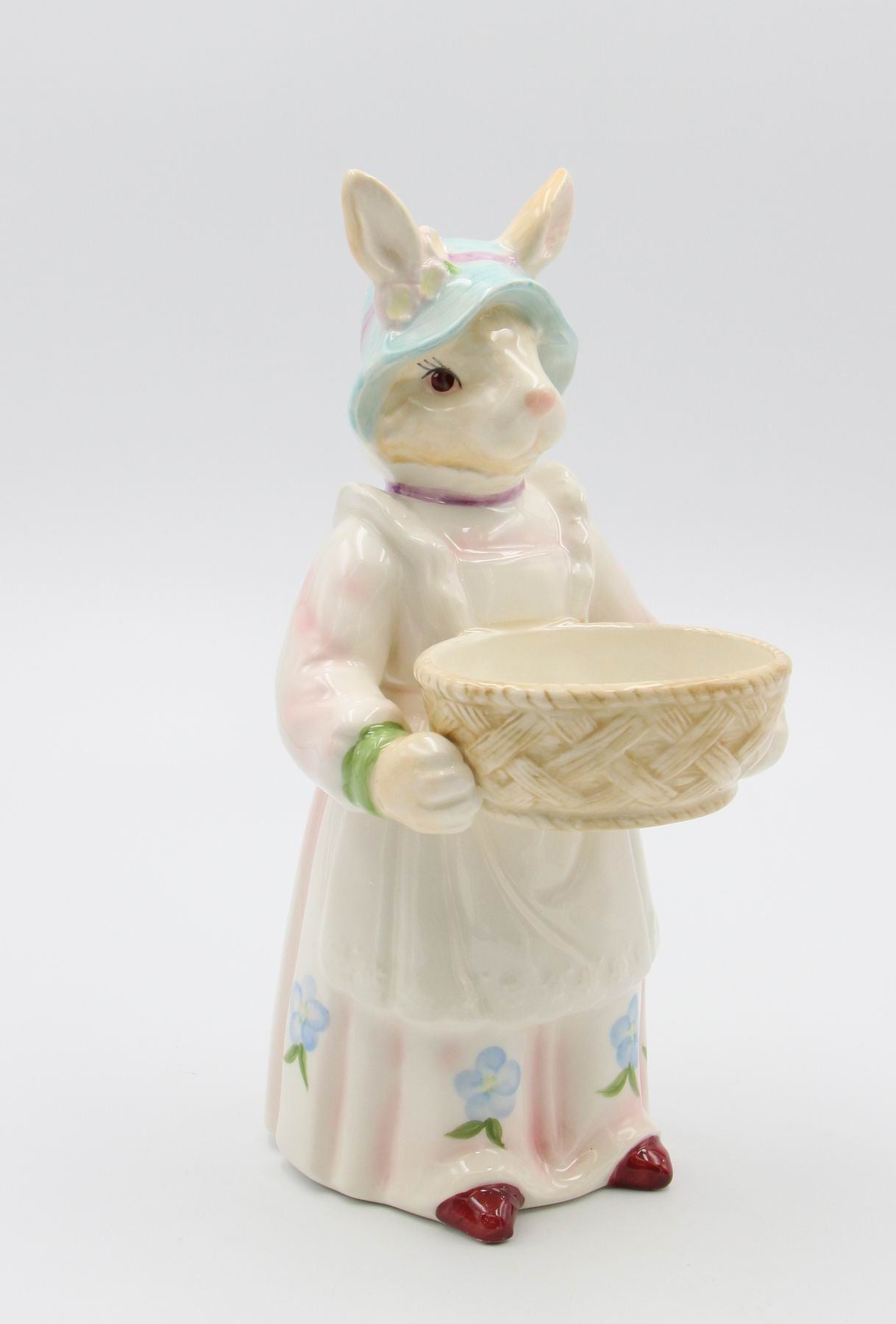 Ceramic Bunny Rabbit Carrying Basket Candy Dish, Home Décor, Gift for Her, Gift for Mom, Kitchen Décor, Spring Décor, Easter Décor