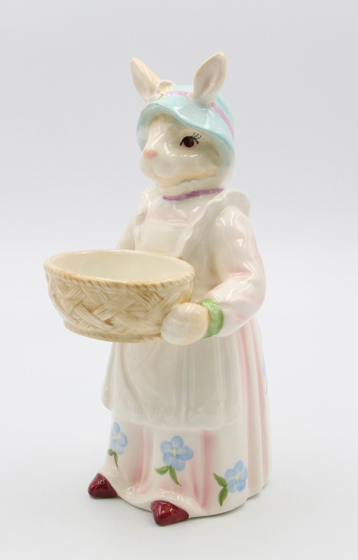 Ceramic Bunny Rabbit Carrying Basket Candy Dish, Home Décor, Gift for Her, Gift for Mom, Kitchen Décor, Spring Décor, Easter Décor