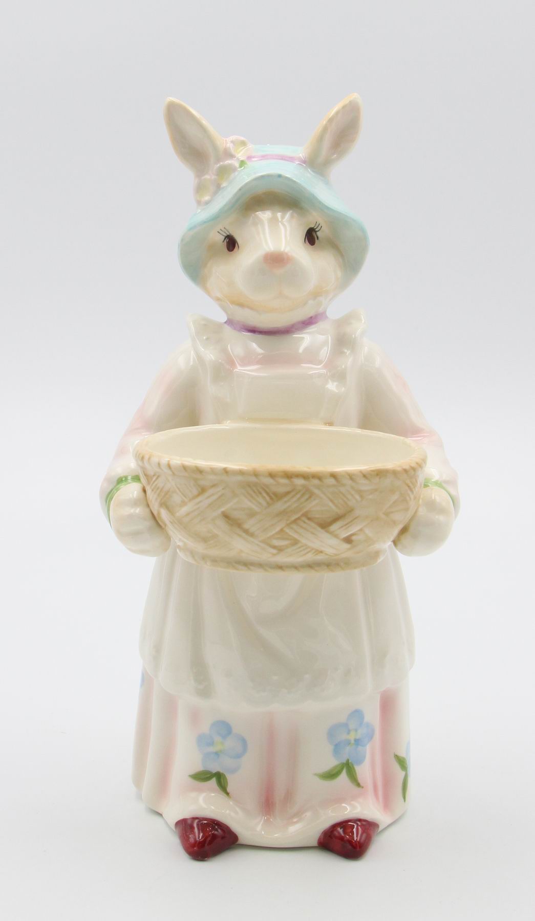 Ceramic Bunny Rabbit Carrying Basket Candy Dish, Home Décor, Gift for Her, Gift for Mom, Kitchen Décor, Spring Décor, Easter Décor