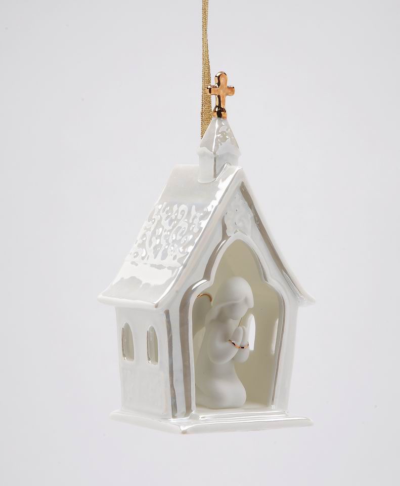 Ceramic House Of Worship Ornament, Home Décor, Religious Décor, Religious Gift, Church Décor, Baptism Gift