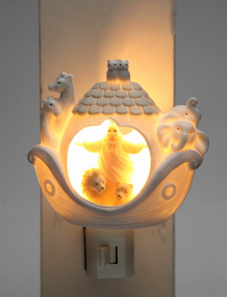 Ceramic Noah's Ark Plug-In Night Light, Home Décor, Religious Décor, Religious Gift, Church Décor, Baptism Gift, Nursery Room Decor