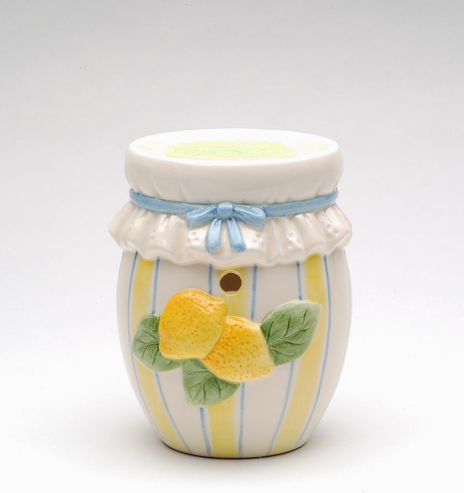 Hand painted ceramic lemon preserve tart burner (tea light included) - kevinsgiftshoppe