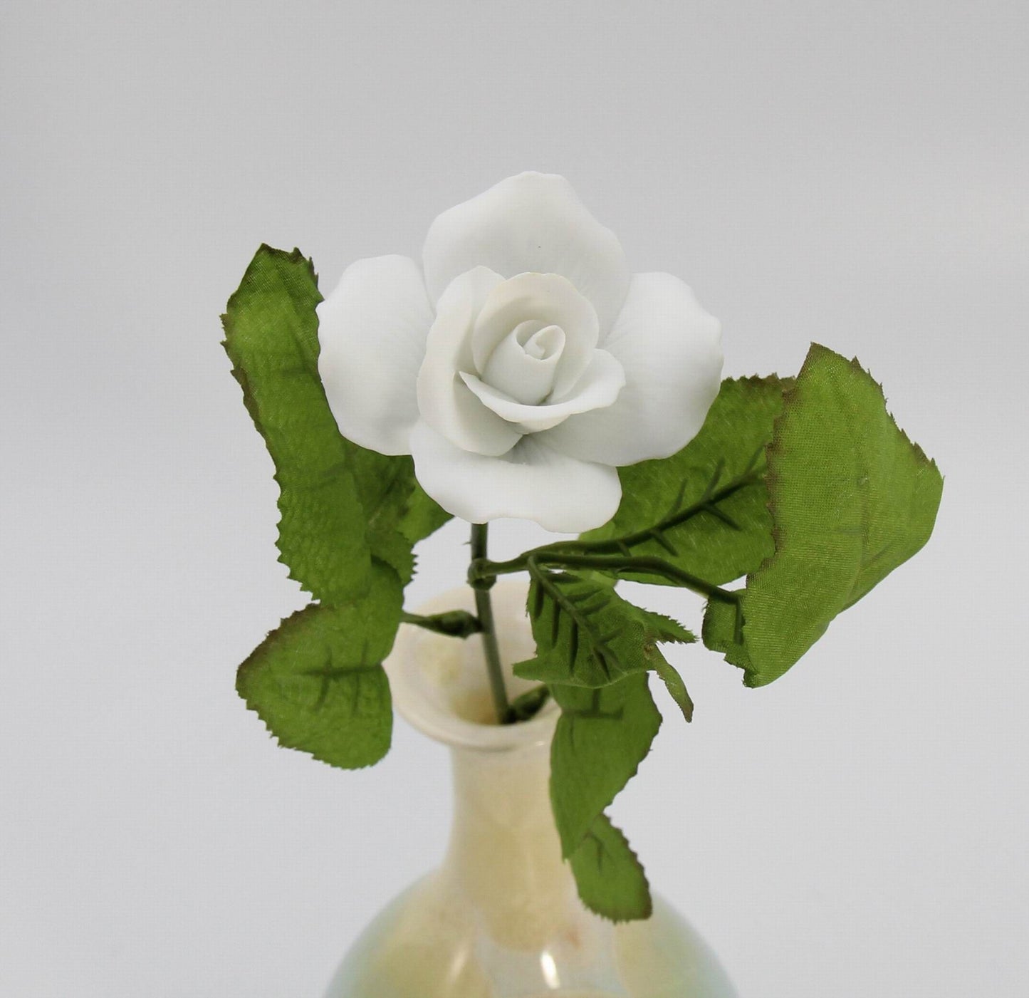 Hand Crafted Ceramic White Rose Flower-Vase NOT Included, Valentines Day Decor, Wedding Décor or Gift, Anniversary Décor, Anniversary Gift