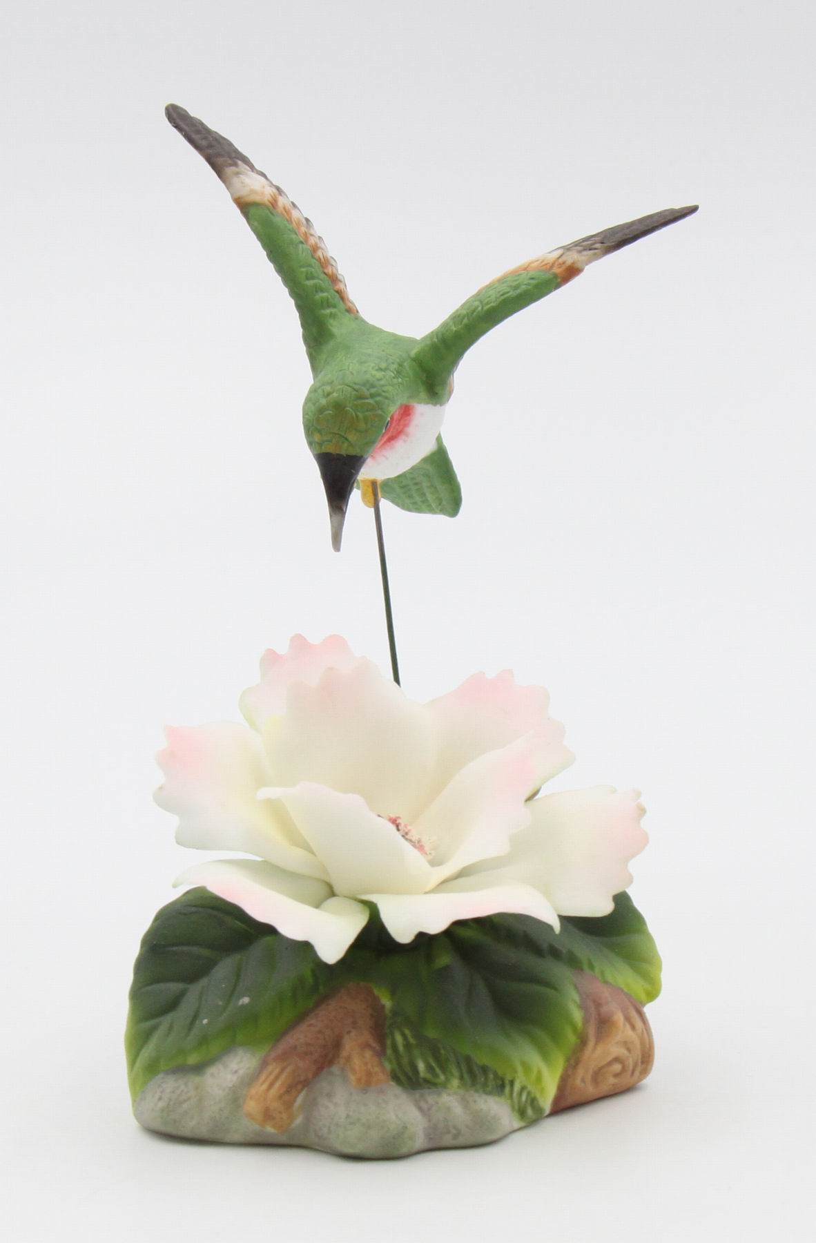 Ceramic Hummingbird with Camellia Flower Figurine, Home Décor, Gift for Her, Gift for Mom, Kitchen Décor, Birdwatcher Gift