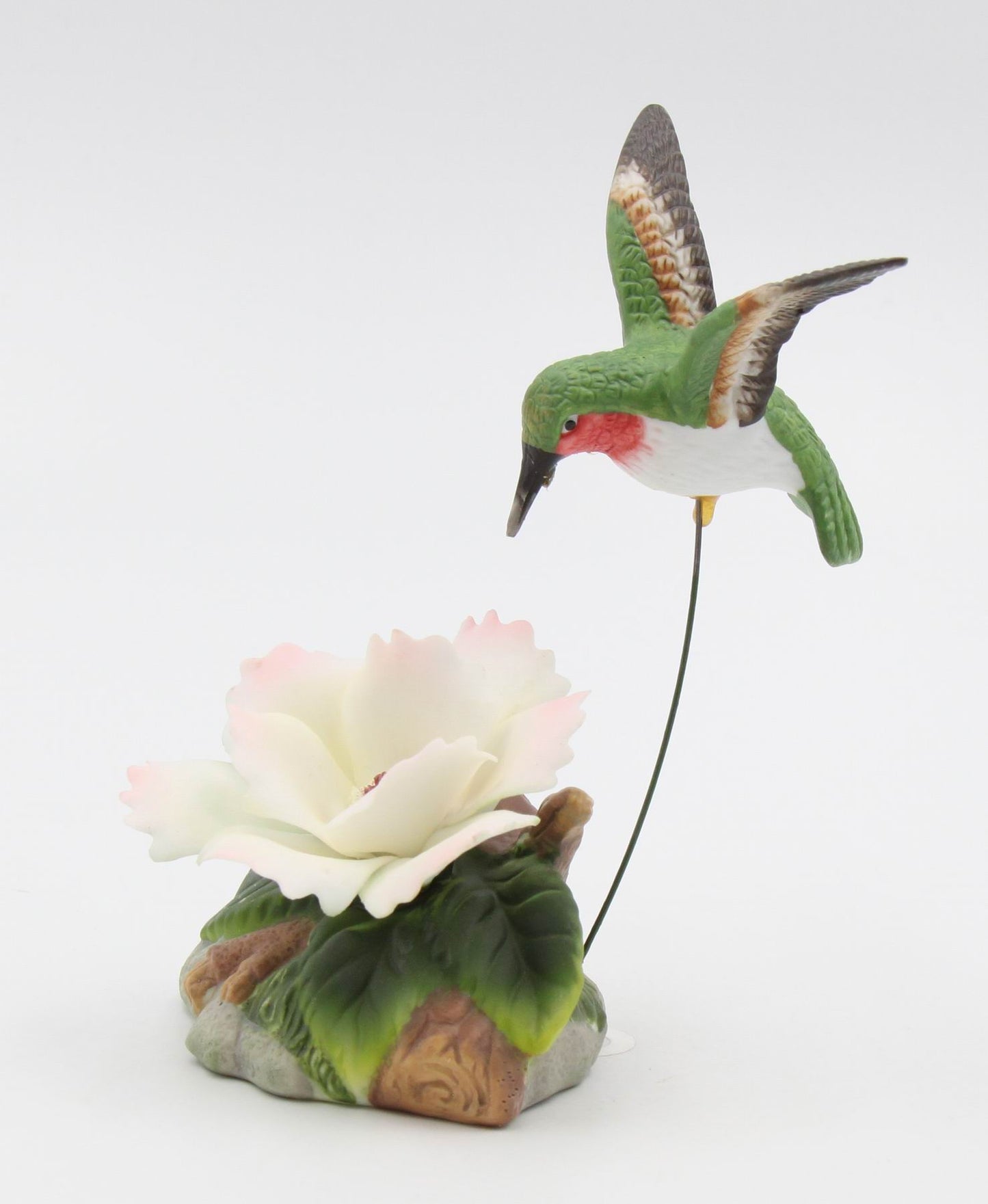 Ceramic Hummingbird with Camellia Flower Figurine, Home Décor, Gift for Her, Gift for Mom, Kitchen Décor, Birdwatcher Gift