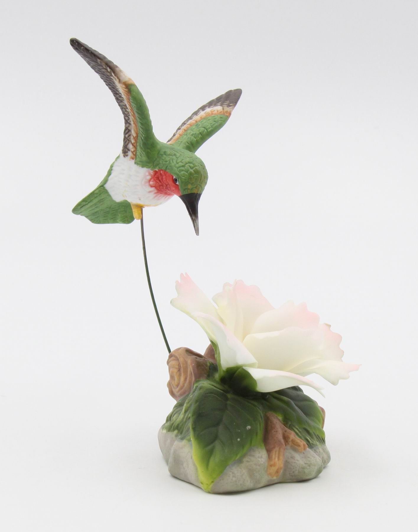 Ceramic Hummingbird with Camellia Flower Figurine, Home Décor, Gift for Her, Gift for Mom, Kitchen Décor, Birdwatcher Gift