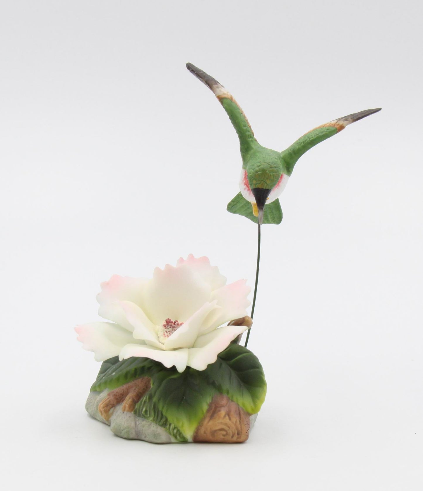 Ceramic Hummingbird with Camellia Flower Figurine, Home Décor, Gift for Her, Gift for Mom, Kitchen Décor, Birdwatcher Gift