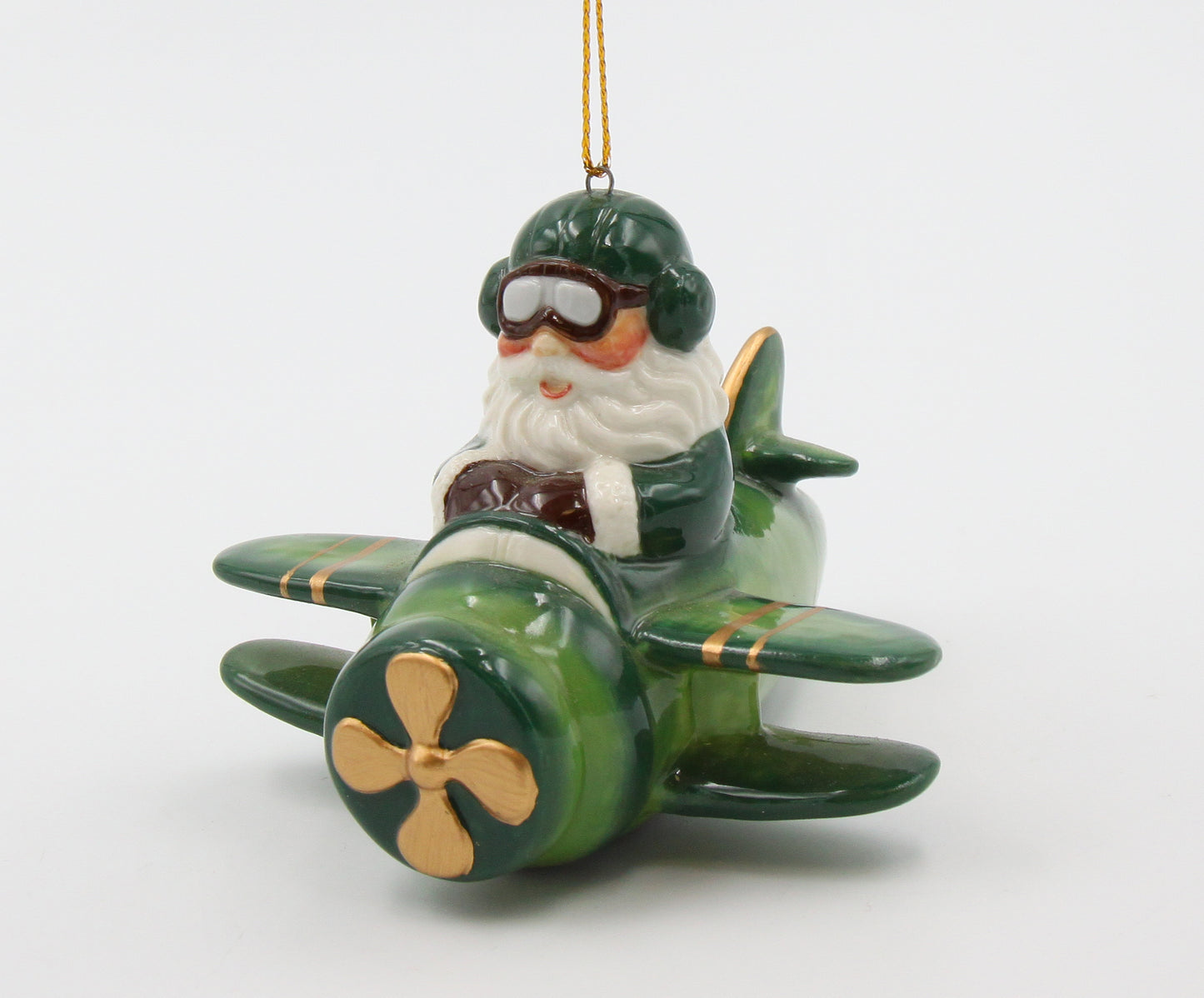 Ceramic Irish Santa Flying Airplane Ornament, Gift for Her, Gift for Pilot, Irish Saint Patrick’s Day Décor, Christmas Decor, Irish Airlines