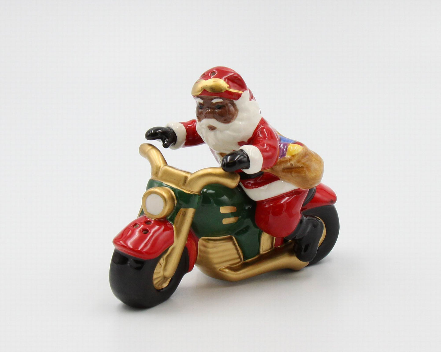 African American Santa Motorcycle Ride Salt And Pepper - kevinsgiftshoppe