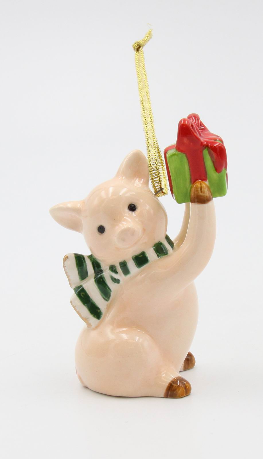 Ceramic Pig With Giftbox Christmas Ornament, Home Décor, Gift for Her, Mom, Him, Dad, Christmas tree Décor, Wall Decor