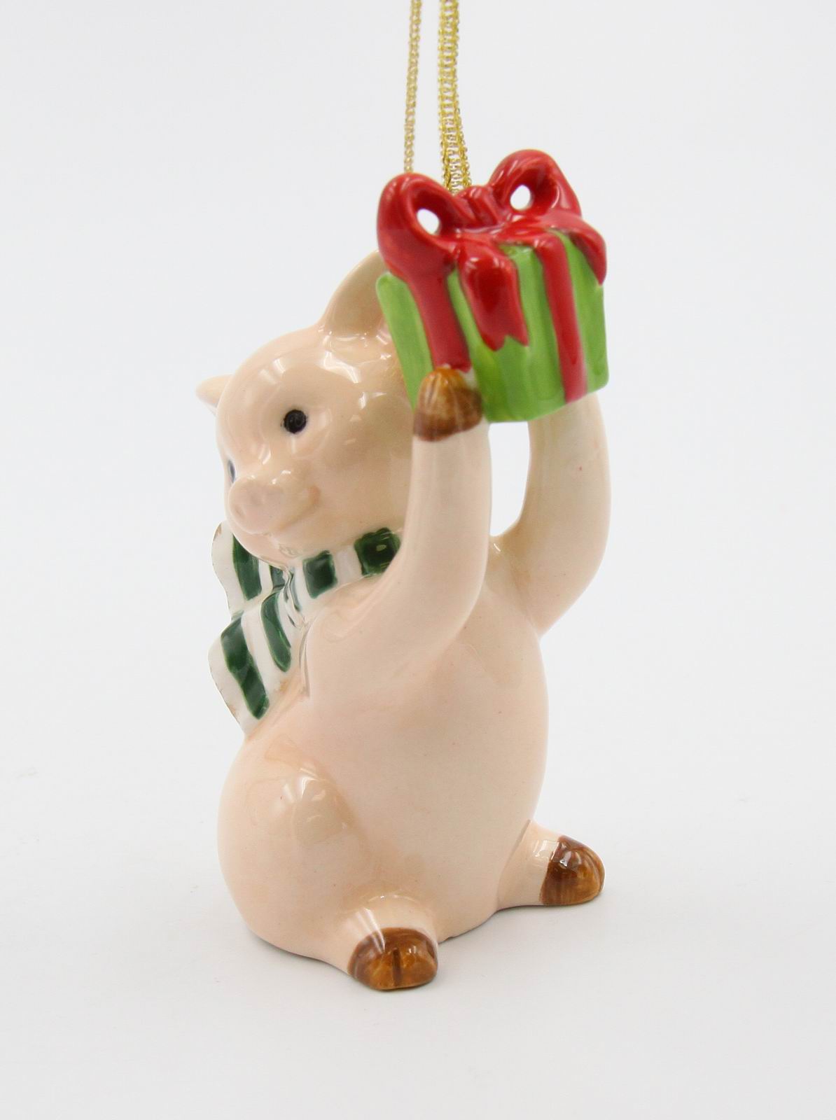 Ceramic Pig With Giftbox Christmas Ornament, Home Décor, Gift for Her, Mom, Him, Dad, Christmas tree Décor, Wall Decor