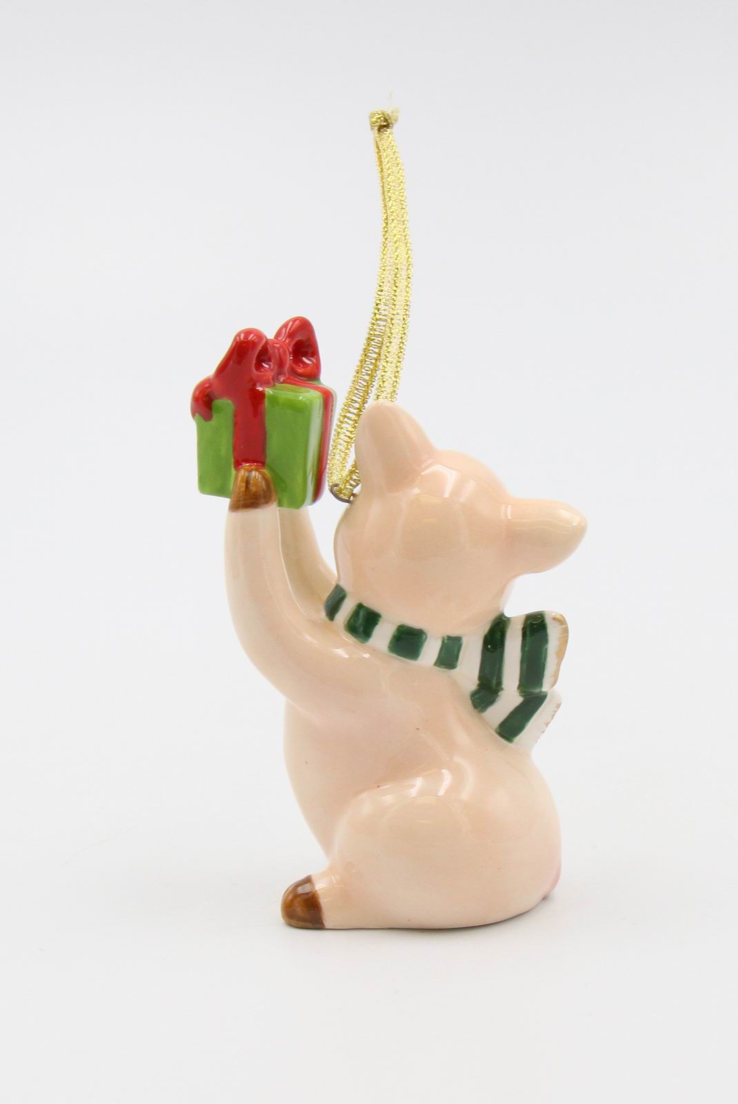 Ceramic Pig With Giftbox Christmas Ornament, Home Décor, Gift for Her, Mom, Him, Dad, Christmas tree Décor, Wall Decor