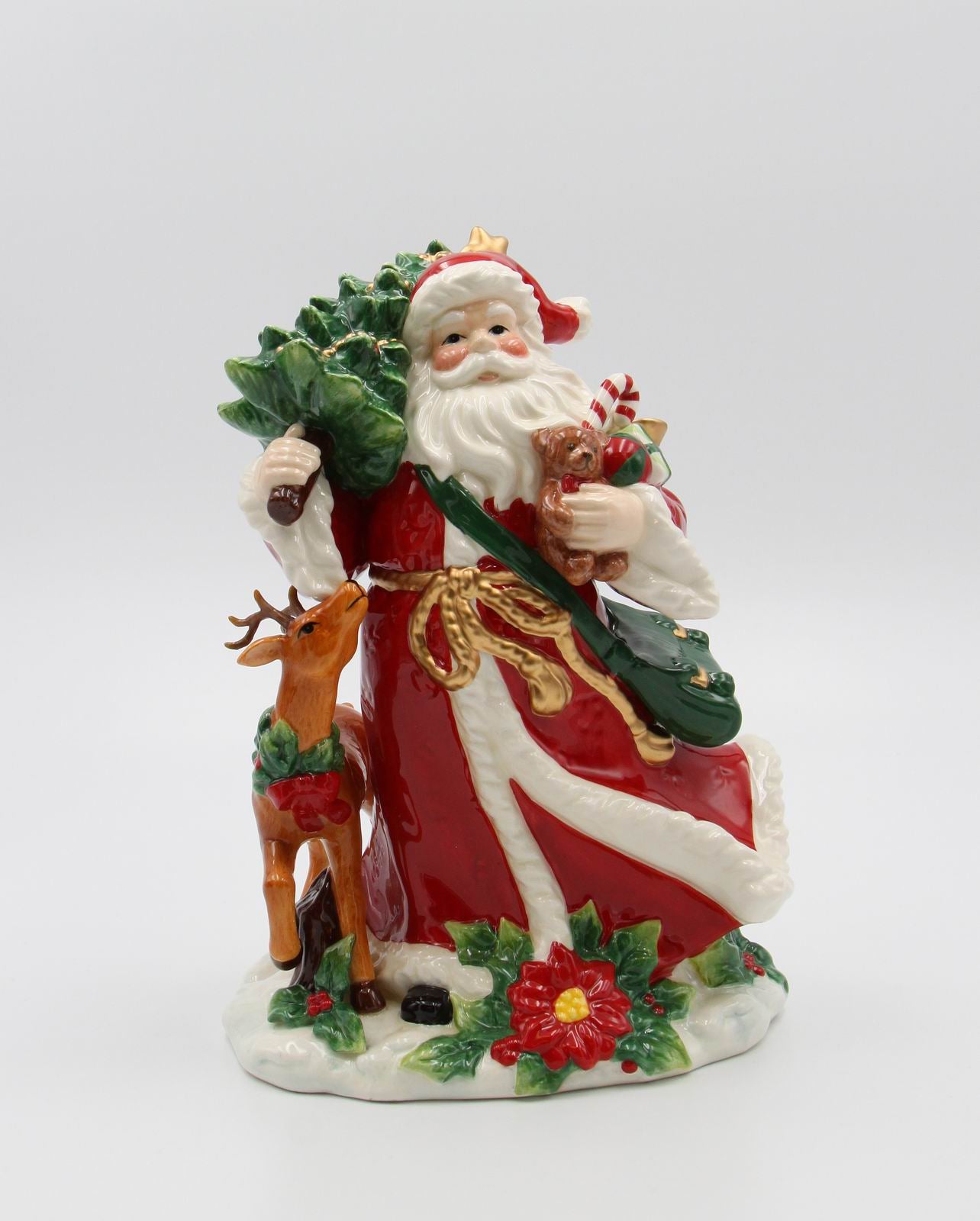 Christmas Santa With Reindeer Figurine - kevinsgiftshoppe