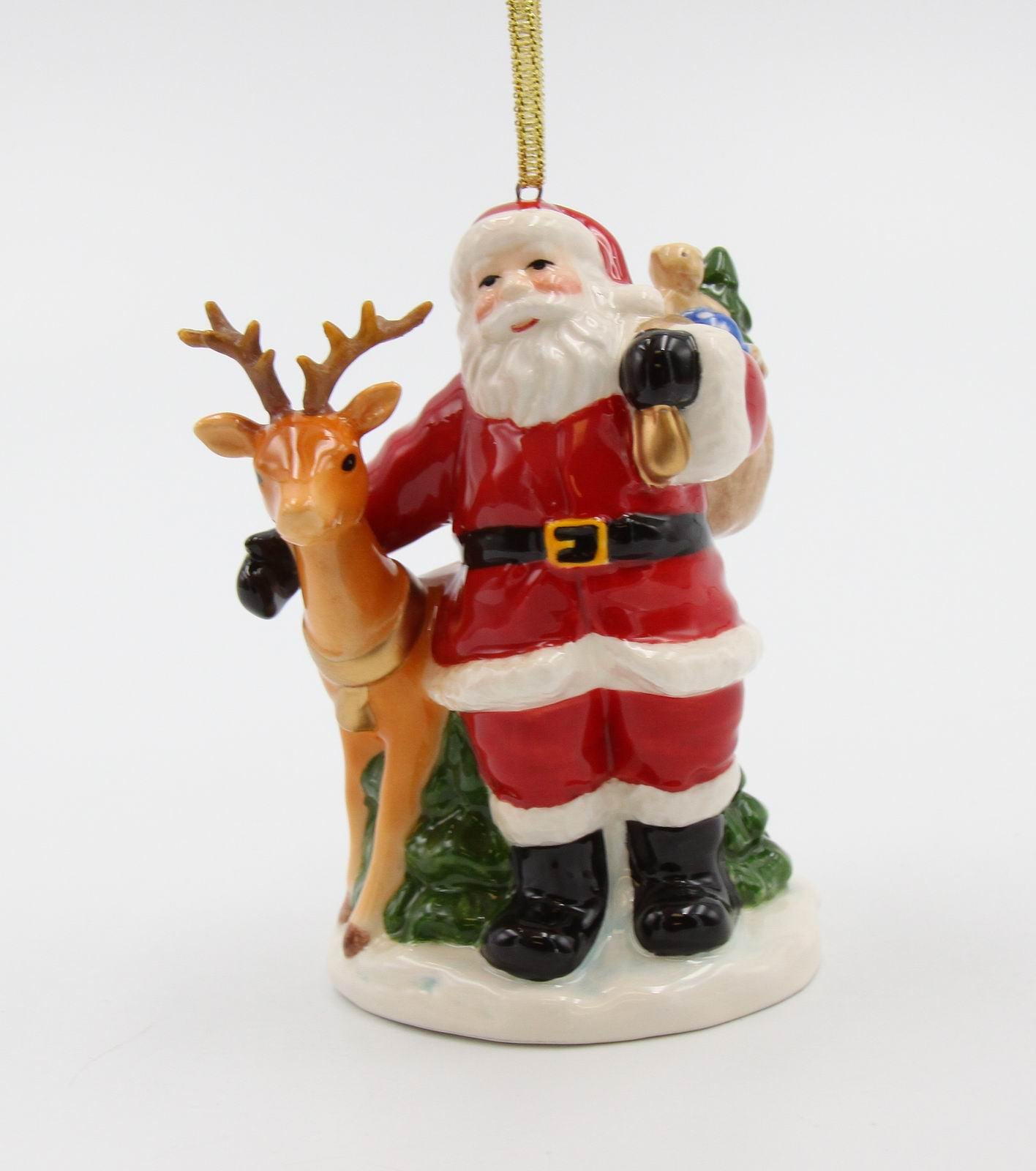 Ceramic Christmas Santa With Reindeer Ornament, Home Décor, Gift for Her, Gift for Mom, Kitchen Décor, Christmas Décor