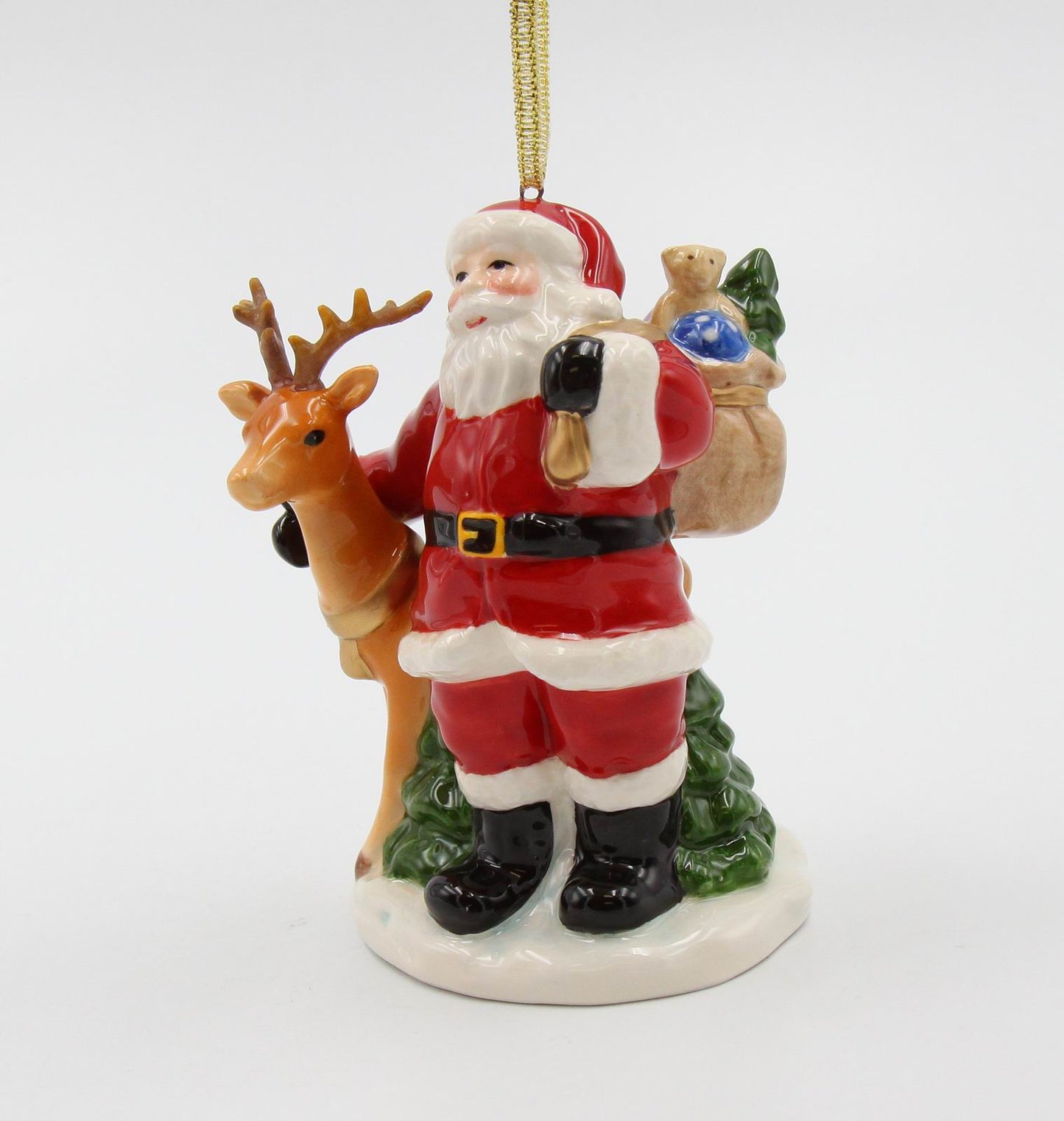 Ceramic Christmas Santa With Reindeer Ornament, Home Décor, Gift for Her, Gift for Mom, Kitchen Décor, Christmas Décor