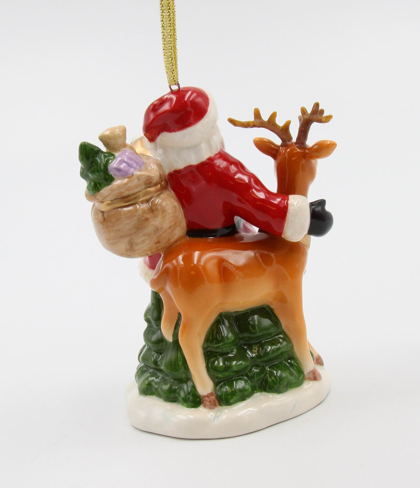 Ceramic Christmas Santa With Reindeer Ornament, Home Décor, Gift for Her, Gift for Mom, Kitchen Décor, Christmas Décor