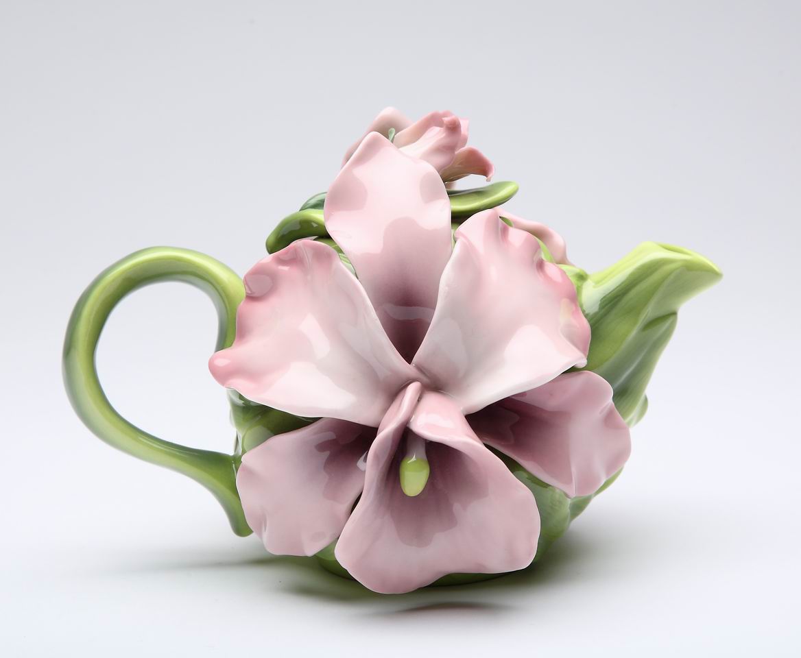 Pink Orchid Flower Teapot - kevinsgiftshoppe