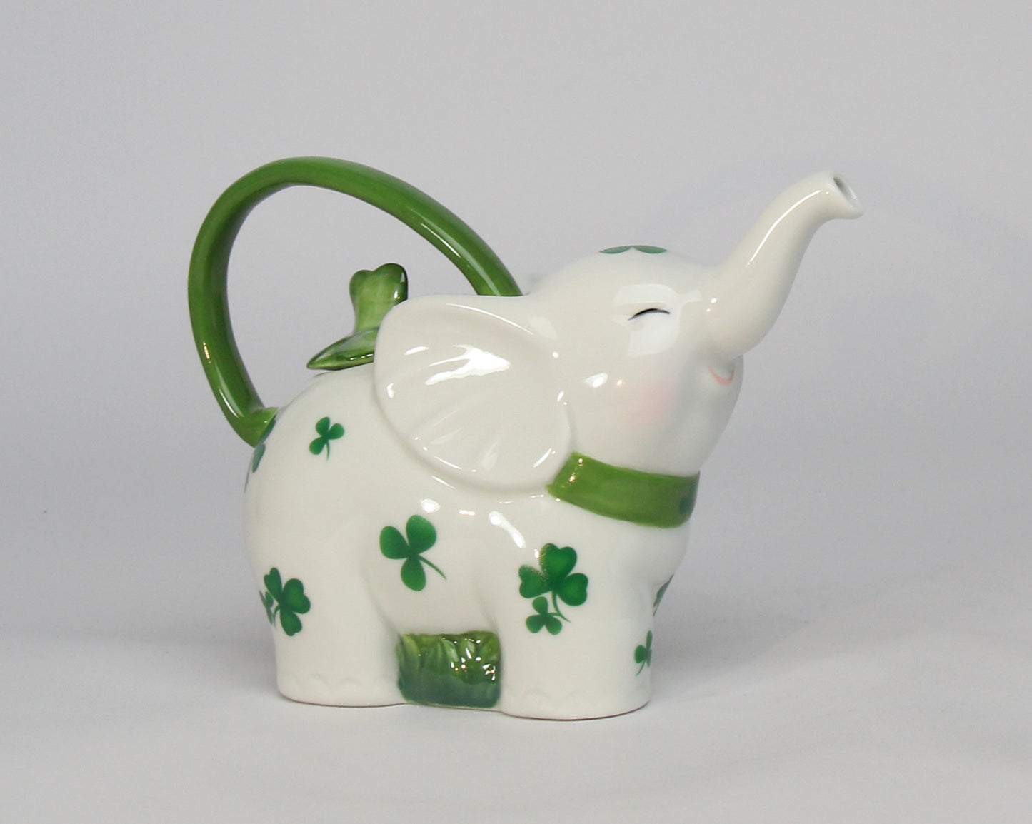 Ceramic Shamrock Design Elephant Teapot, Home Décor, Gift for Her, Gift for Mom, Kitchen Décor, Irish Saint Patrick’s Day Décor