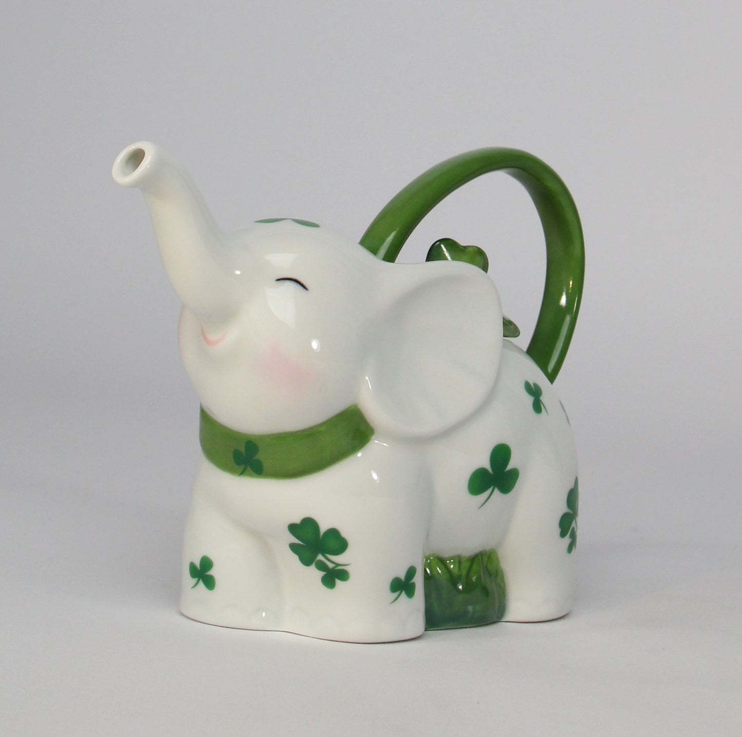 Ceramic Shamrock Design Elephant Teapot, Home Décor, Gift for Her, Gift for Mom, Kitchen Décor, Irish Saint Patrick’s Day Décor