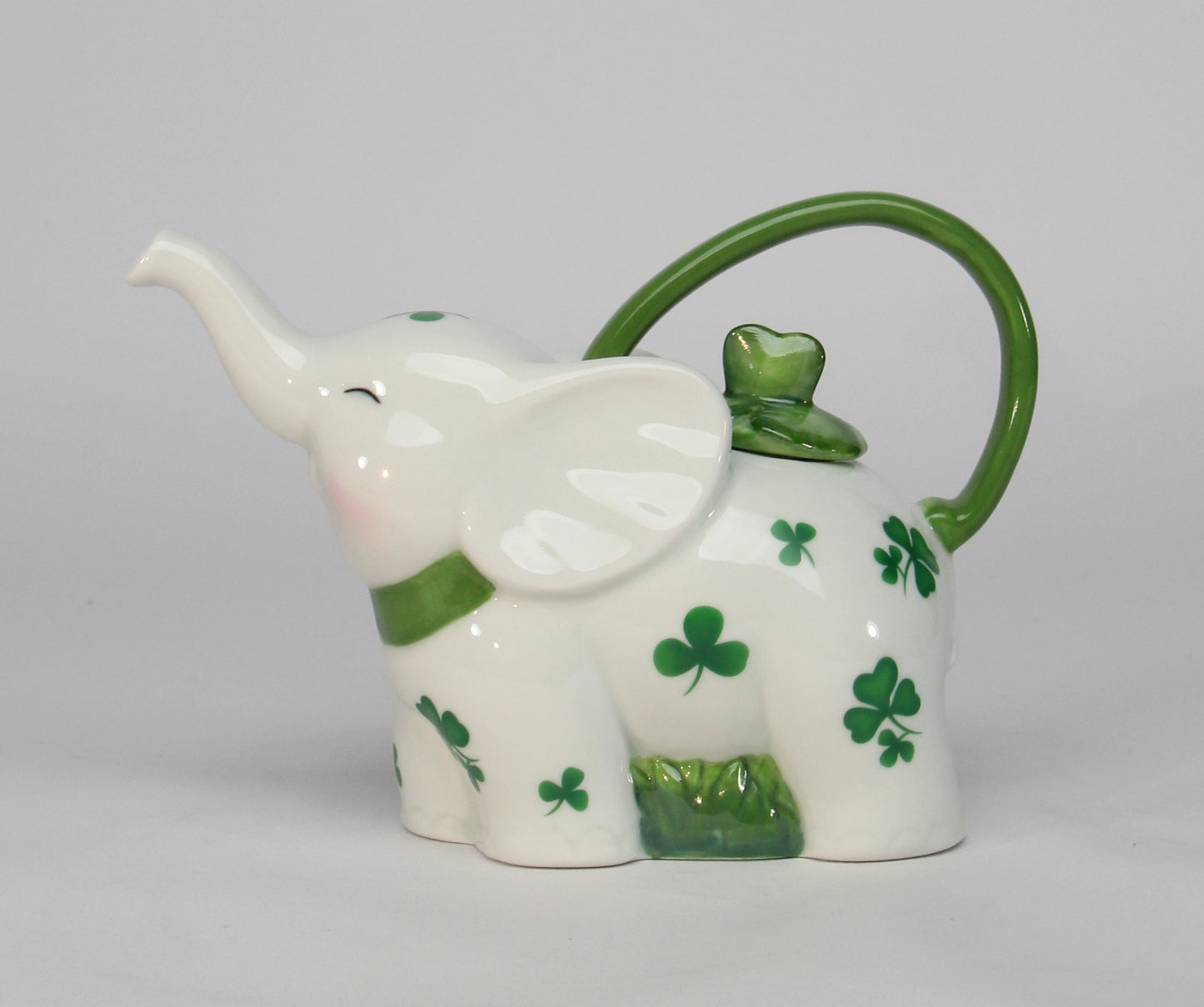 Ceramic Shamrock Design Elephant Teapot, Home Décor, Gift for Her, Gift for Mom, Kitchen Décor, Irish Saint Patrick’s Day Décor