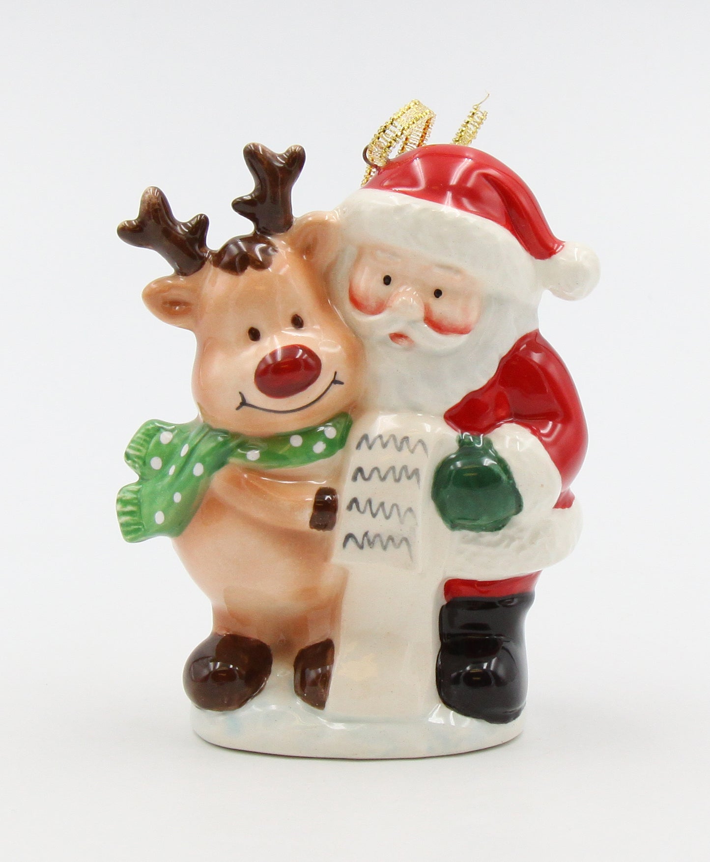 Santa With Reindeer Ornament - kevinsgiftshoppe