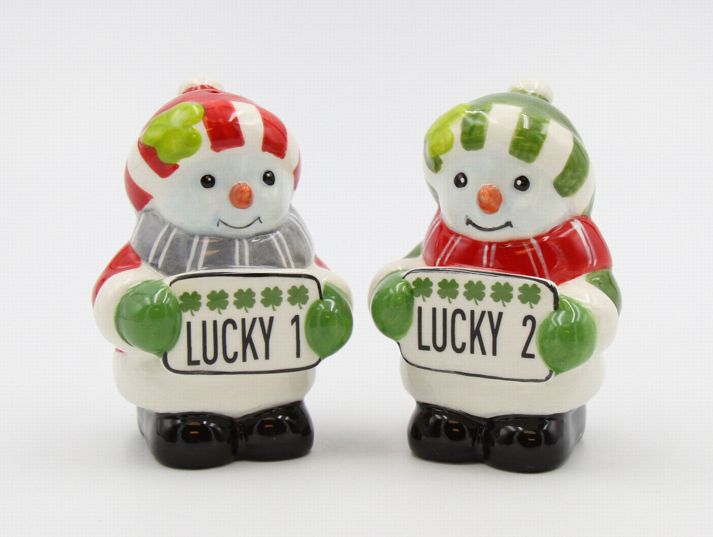 Lucky 1 & 2 Irish Snowman Salt And Pepper - kevinsgiftshoppe