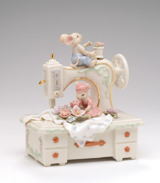 Mice With A Sewing Machine Music Box - kevinsgiftshoppe