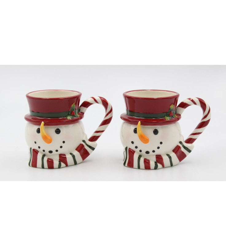 Ceramic Christmas Snowman Coffee Mug (Set of 2), Home Décor, Gift for Her, Gift for Mom, Kitchen Décor, Christmas Décor